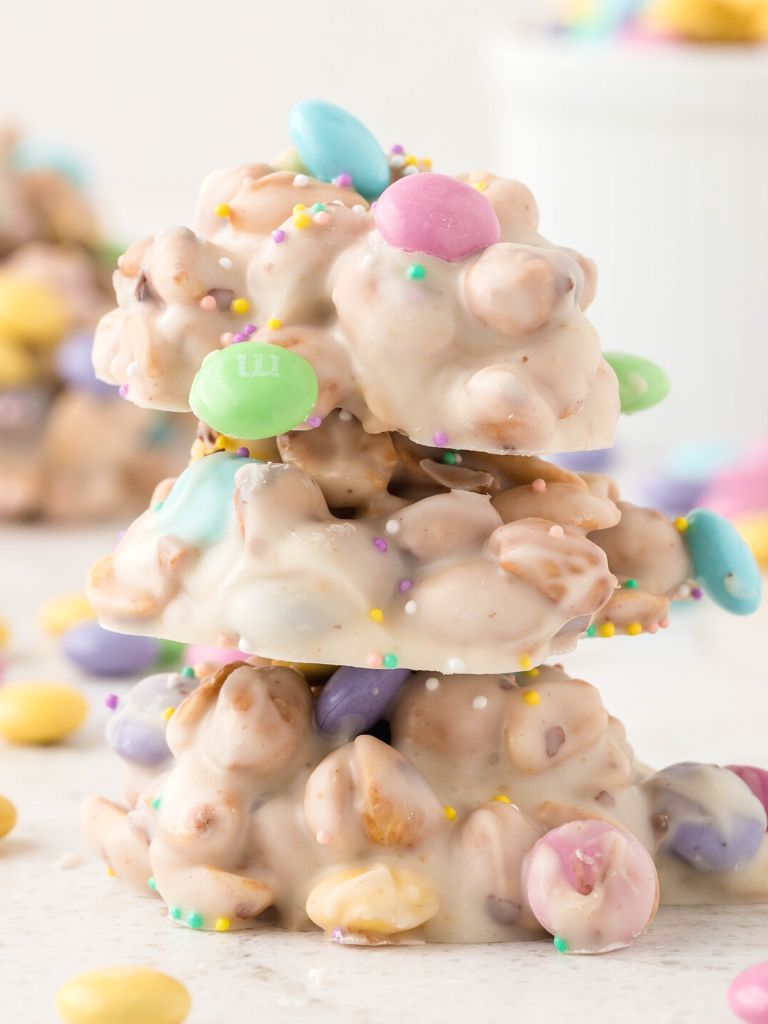 A stack of this candy with easter m&m's.