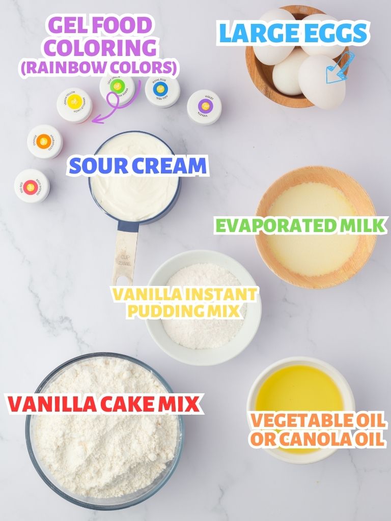 labeled ingredients for this easy Bundt Cake recipe