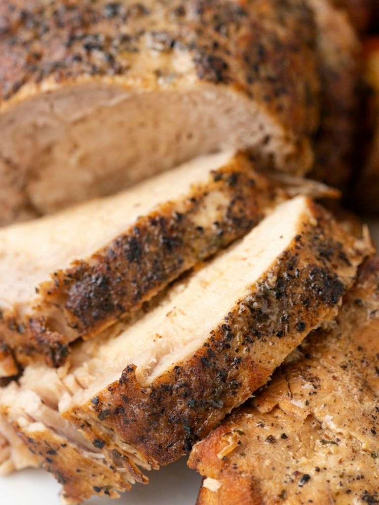 Close up of the seared pork