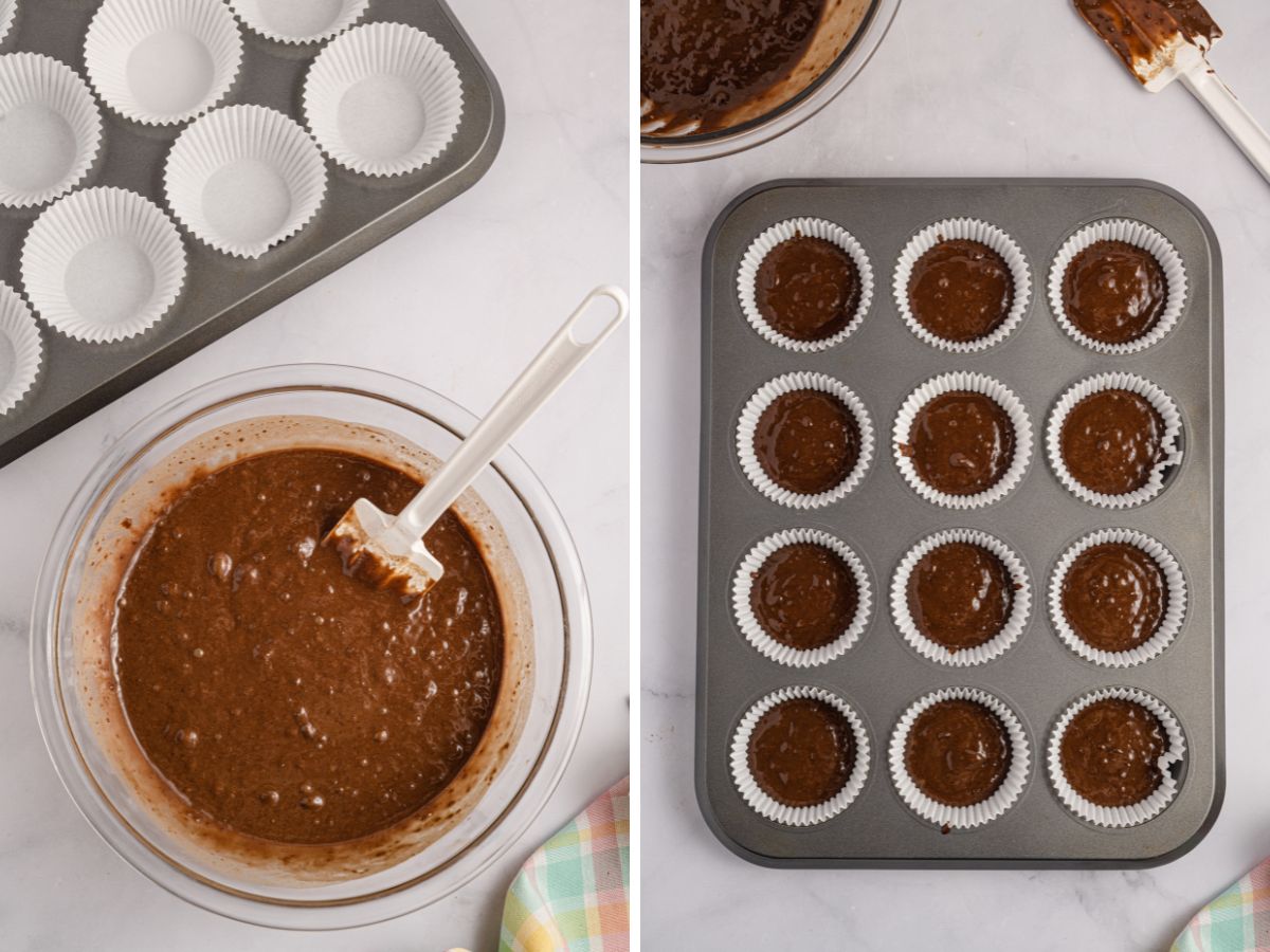 Process photos showing how to make this recipe cupcakes for easter. 