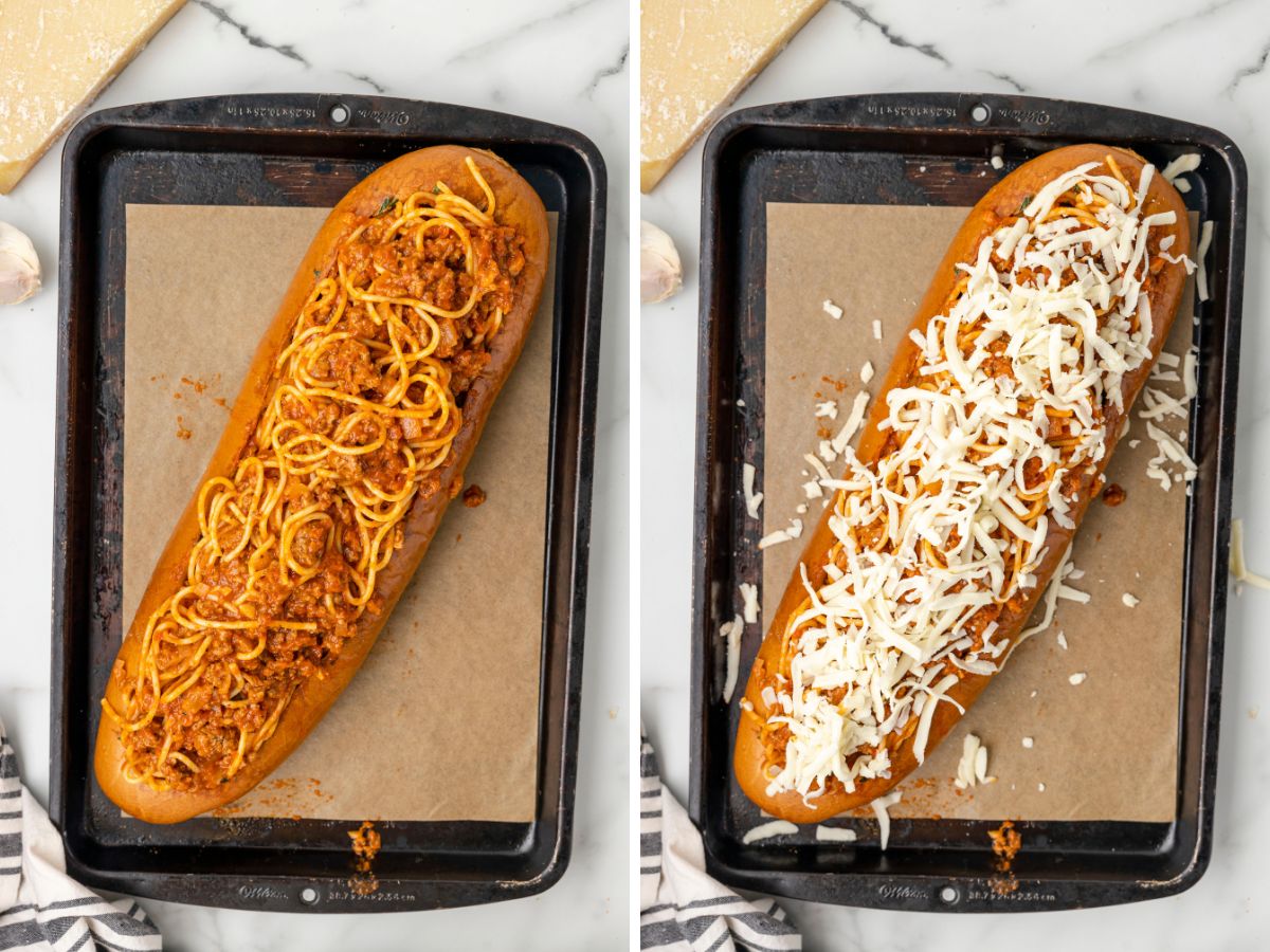 How to make this recipe for stuffed garlic bread with process photos. 