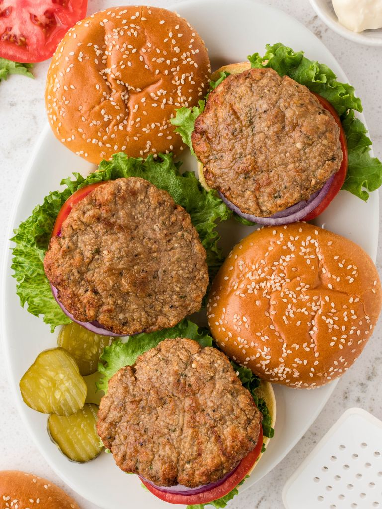 Overhead picture of this burger recipe. 