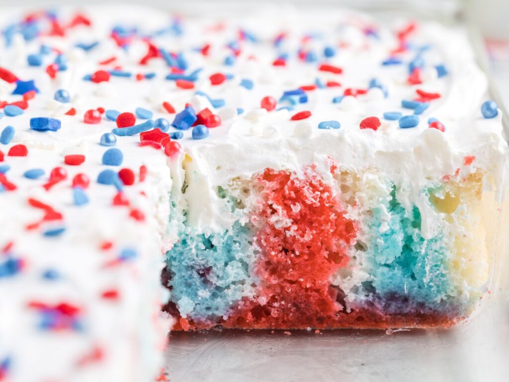 How to make this poke cake for a patriotic celebration.