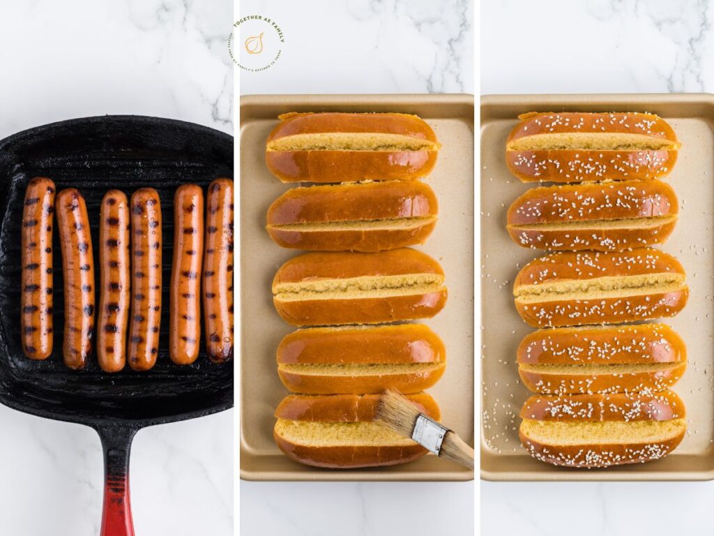 Process images for how to make this hot dog recipe like Big Macs.