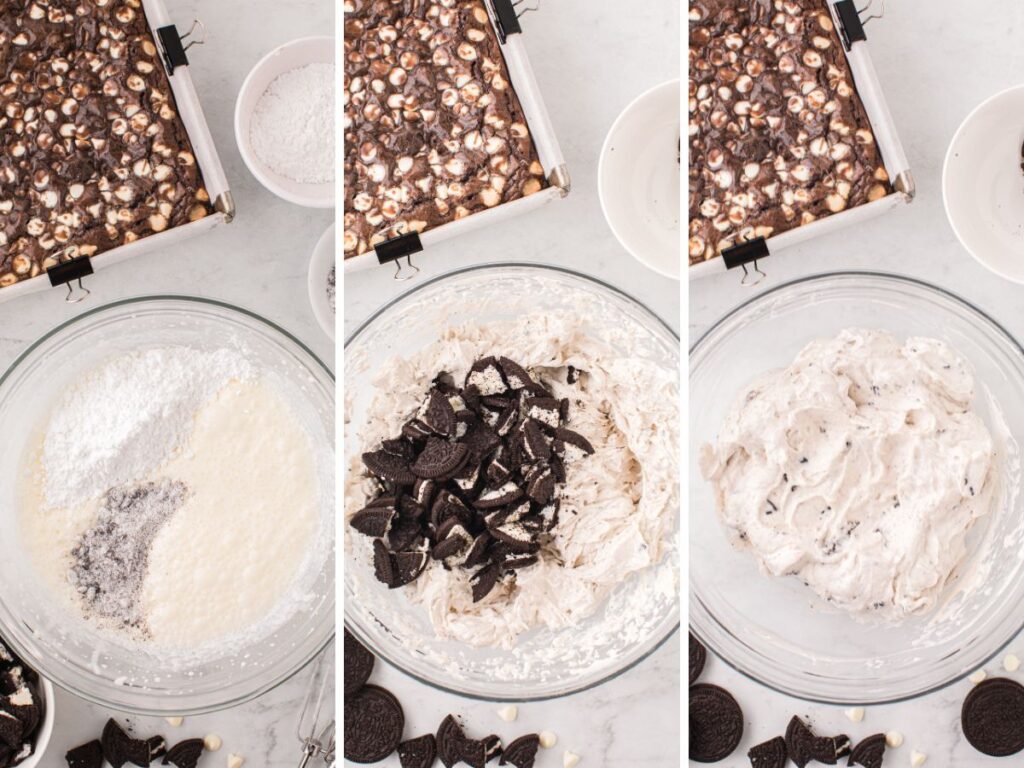 Process photos for how to make this dessert bar recipe.