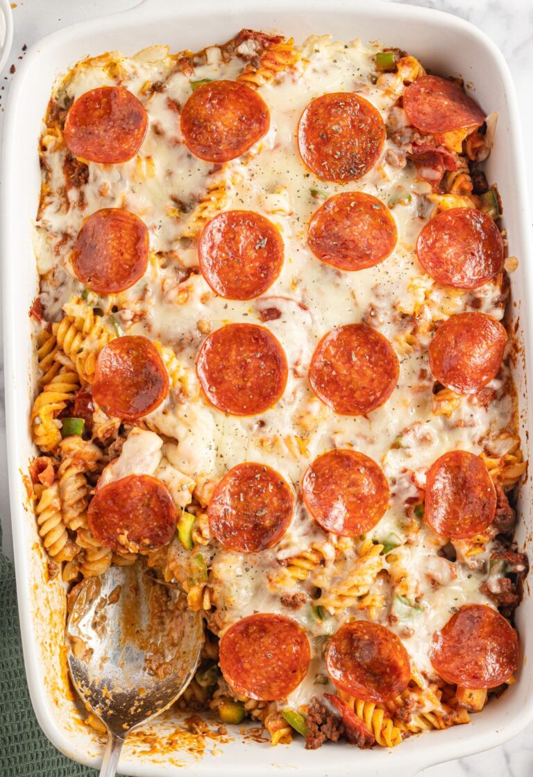Pizza Pasta Casserole Together as Family