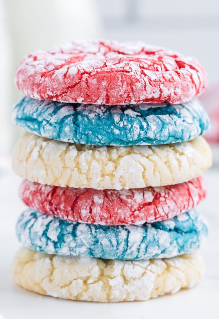 Red White & Blue Cake Mix Crinkle Cookies