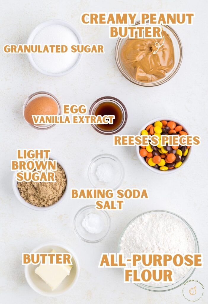 Labeled ingredients for this cookie recipe