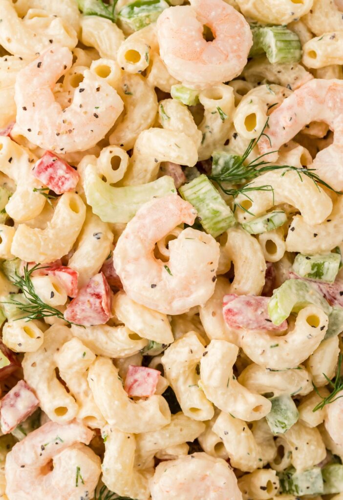 Close up of this shrimp salad
