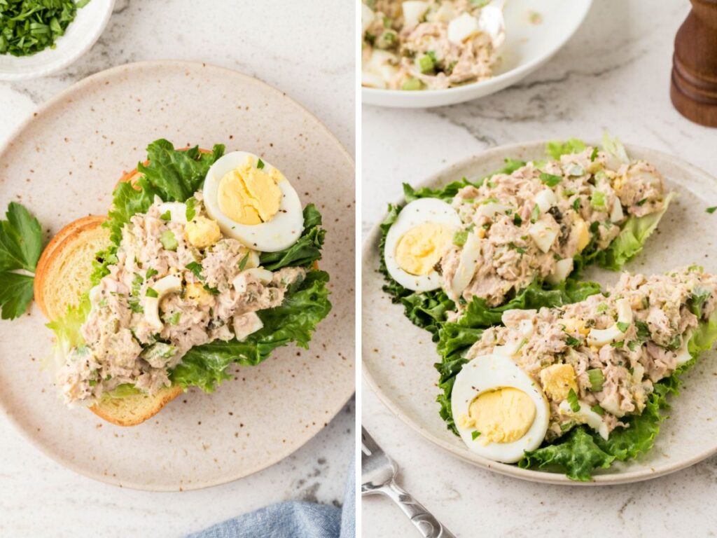 Process photos showing how to make this recipe with tuna and eggs.