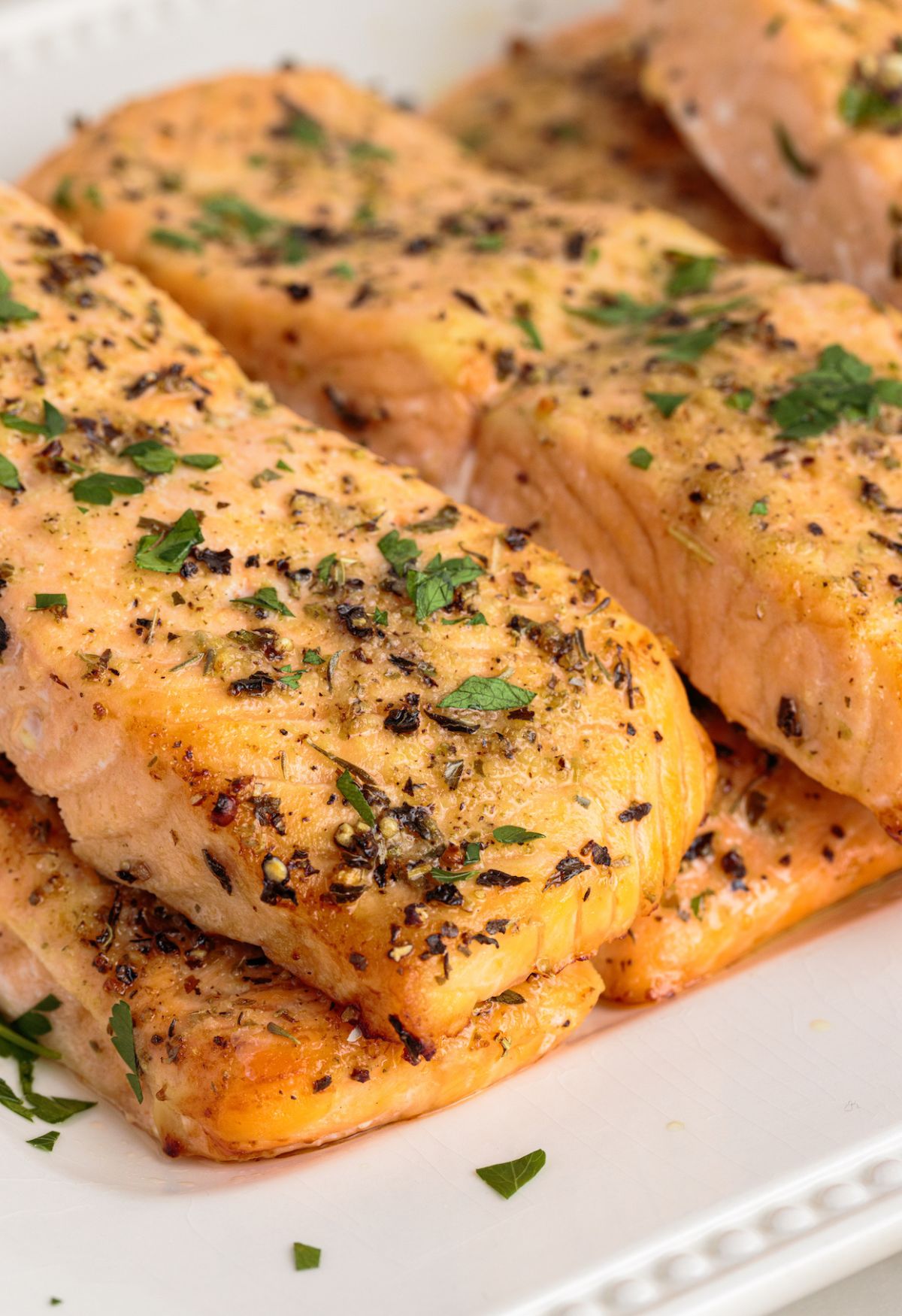 Air Fryer Lemon Garlic Salmon Together as Family
