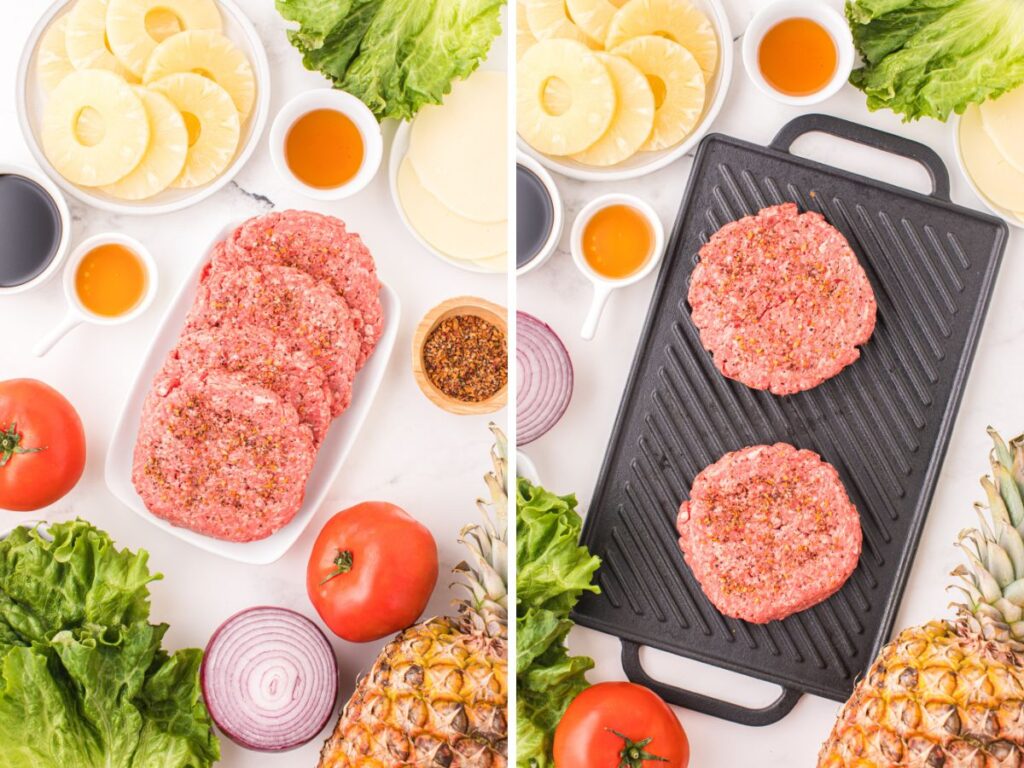 Process photos showing how to make this burger recipe.