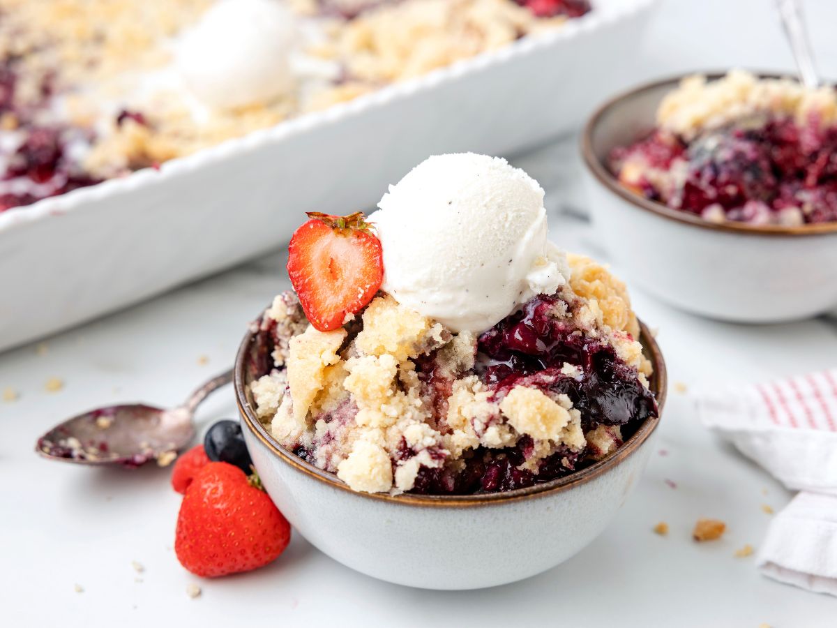 Mixed Berry Sugar Cookie Cobbler Together as Family