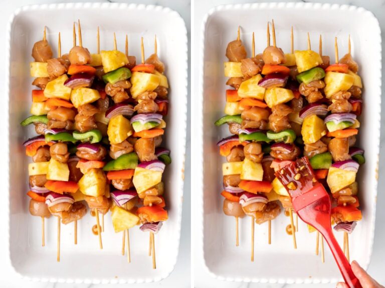 Pineapple Chicken Kabobs Together as Family