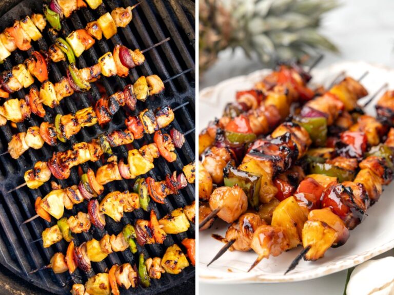 Pineapple Chicken Kabobs Together as Family