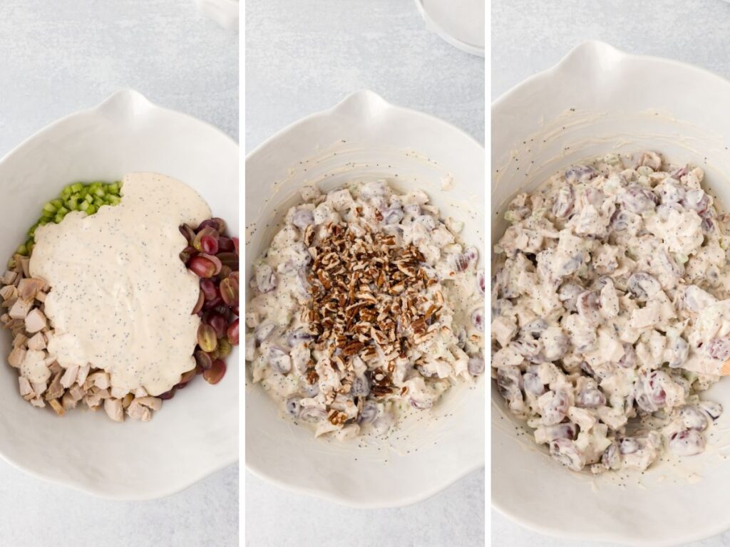 Process photos showing how to make this chicken salad recipe.