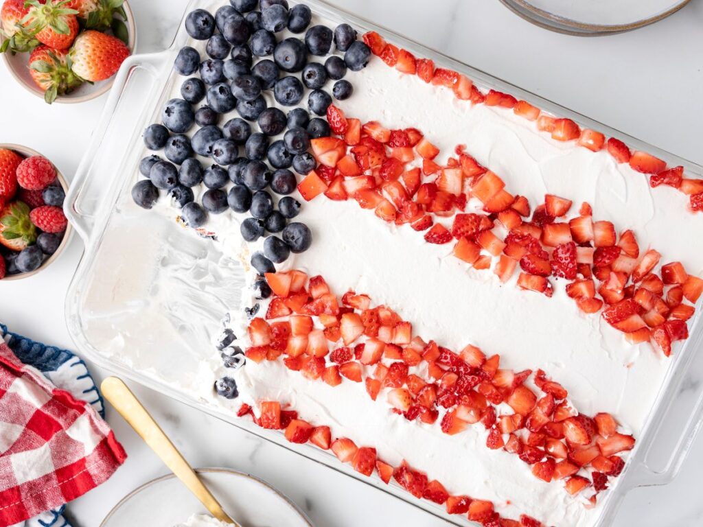 How to make this american flag ice box cake with step by step process photos.