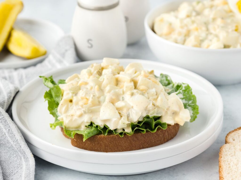 Process images showing how to make this dill pickle egg salad with step by step instructions.