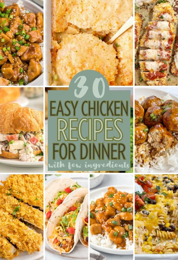 A picture collage showing all the images of the easy chicken recipes. 