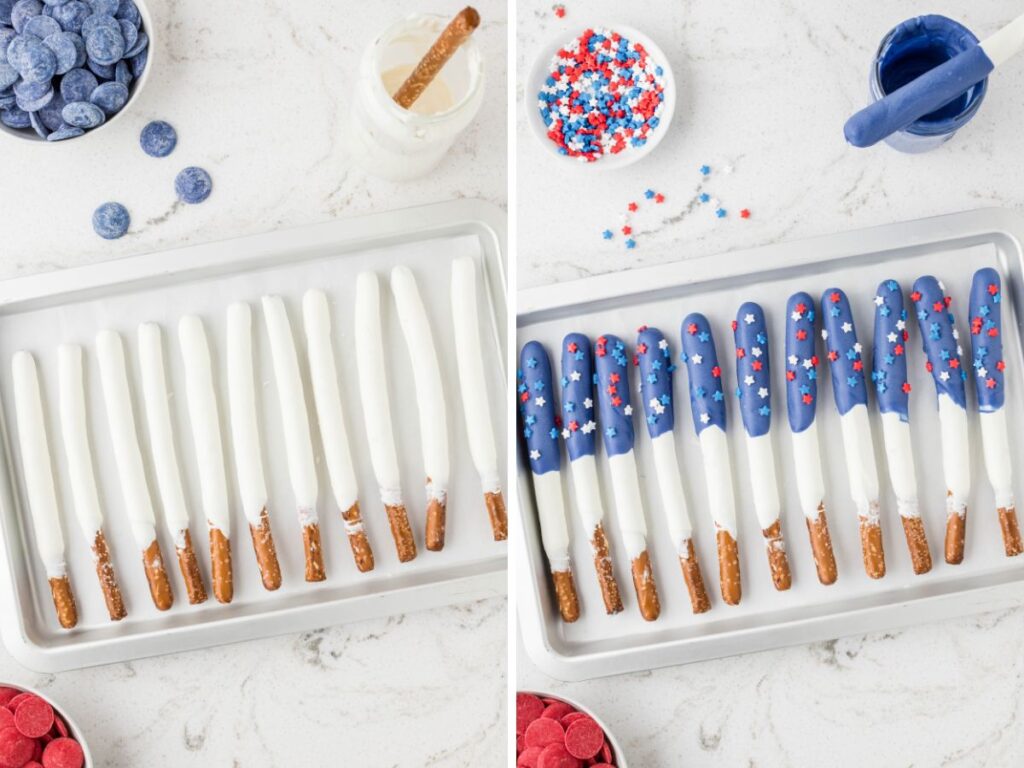 A Fourth of July american flag recipe showing how to make it with step by step process photos. 