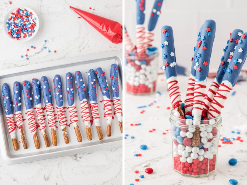 A Fourth of July american flag recipe showing how to make it with step by step process photos.