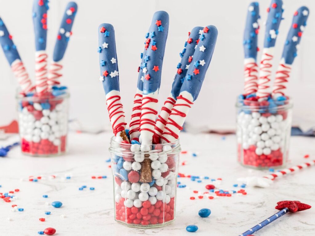 A Fourth of July american flag recipe showing how to make it with step by step process photos.