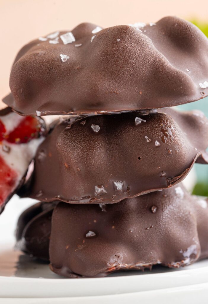 A stack of frozen chocolate clusters