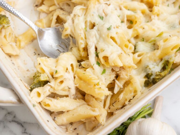 Dump and Bake Chicken Alfredo Casserole Together as Family