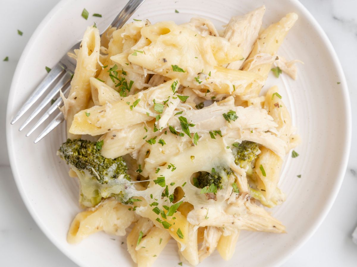Dump and Bake Chicken Alfredo Casserole Together as Family