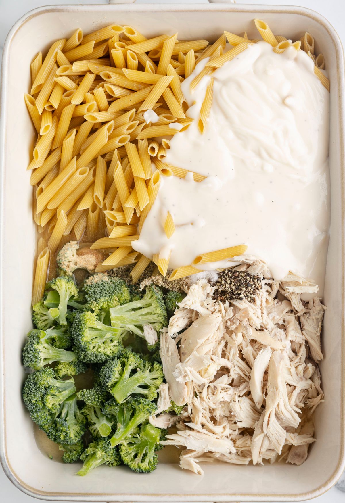 Dump and Bake Chicken Alfredo Casserole Together as Family