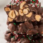 Stack of clusters with peanuts cut in half.