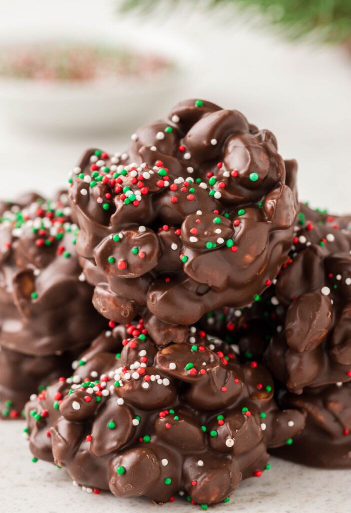 Stack of chocolate peanut clusters