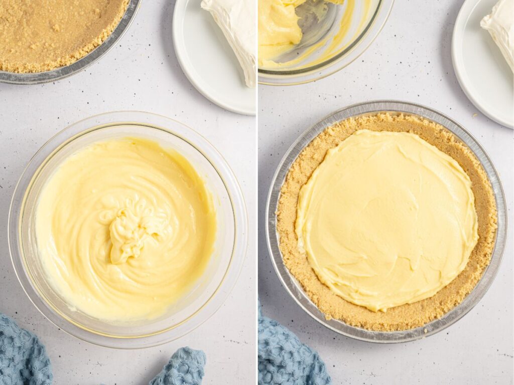 Process images for this no bake pie recipe. 