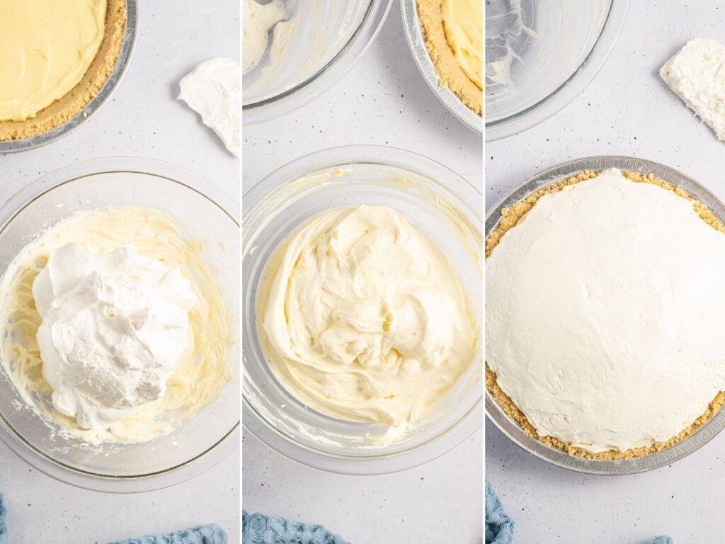 Process images for this no bake pie recipe.