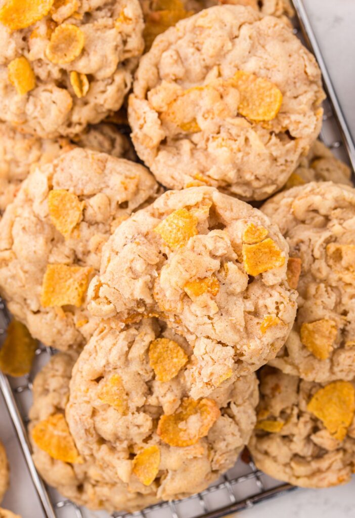 Stack of cookies with cornflakes 