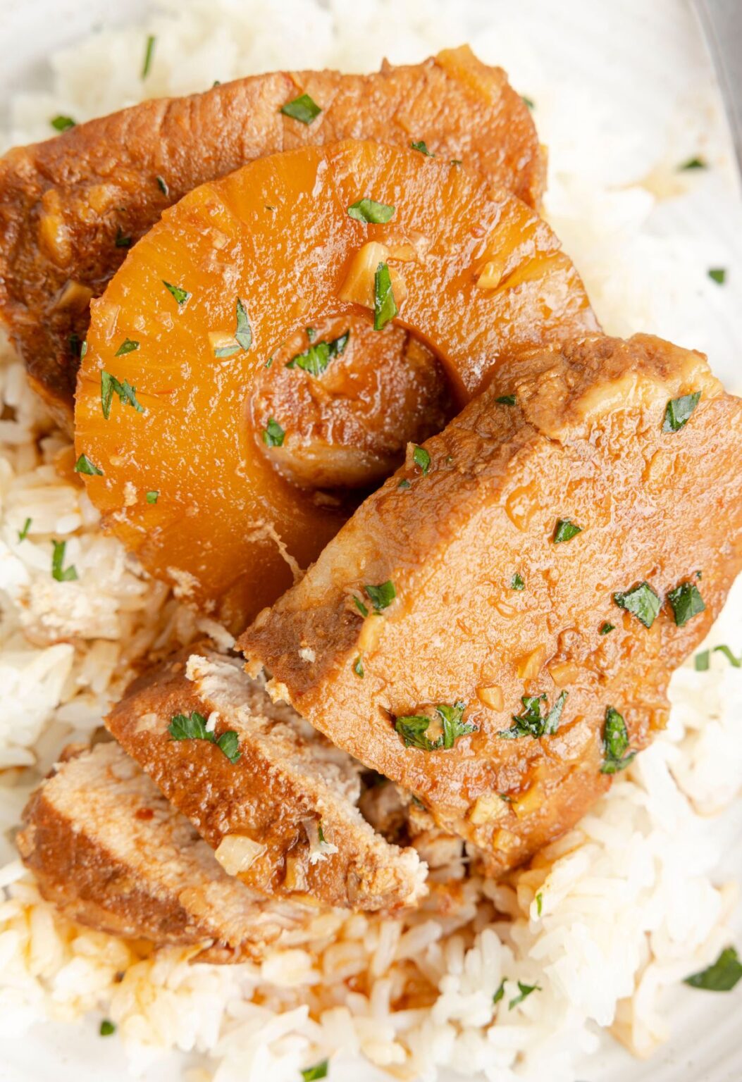 Easy Slow Cooker Hawaiian Pork Chops Together as Family