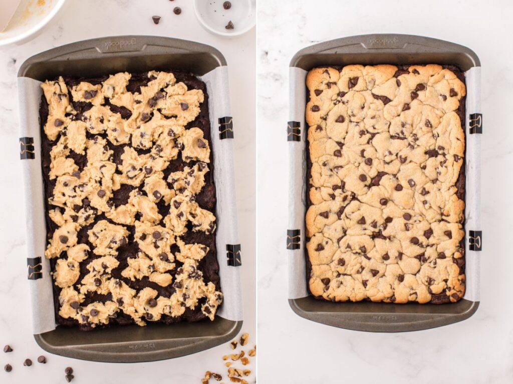Process images for this brownie and cookie bar recipe.