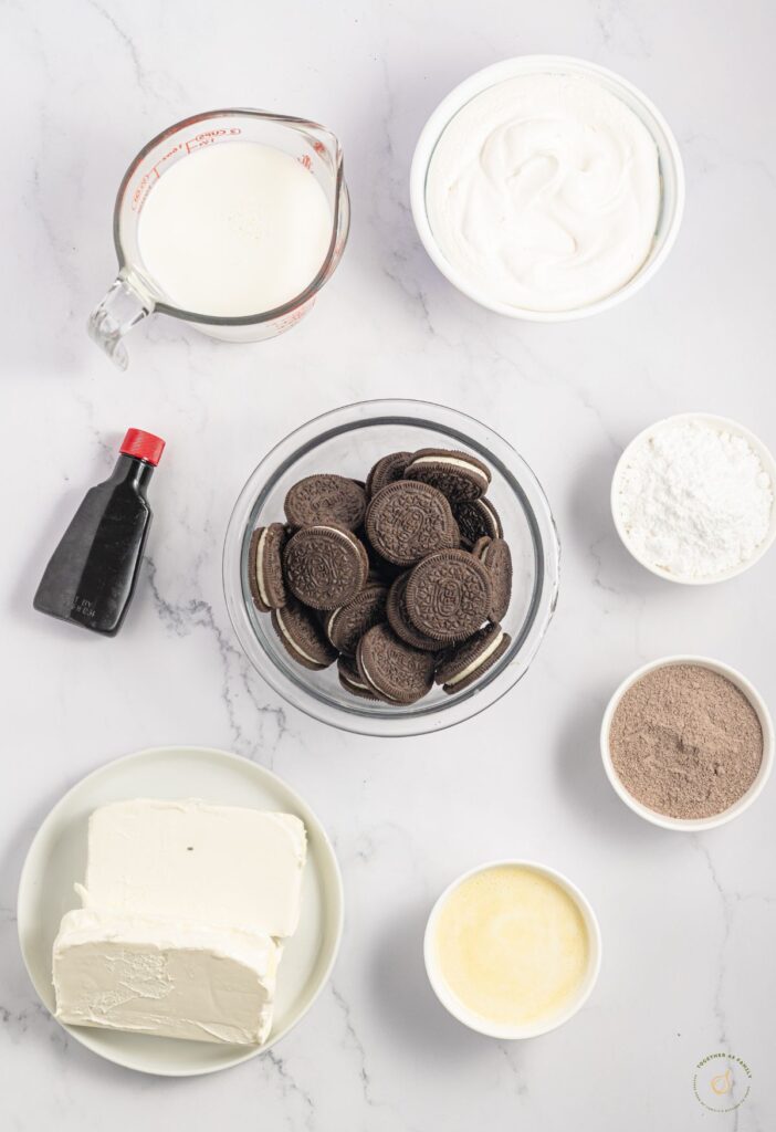 Ingredients needed for this oreo lush dessert