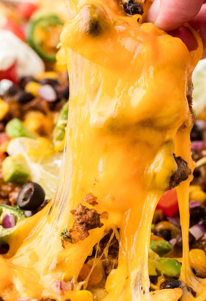 Cheese pull for nachos