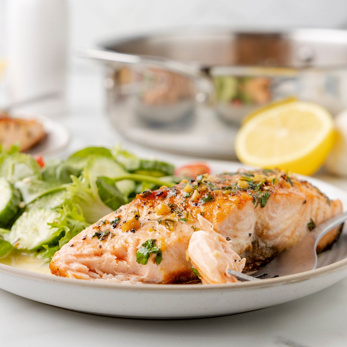 Pan Seared Salmon (Lemon Garlic Butter Sauce) Together as Family