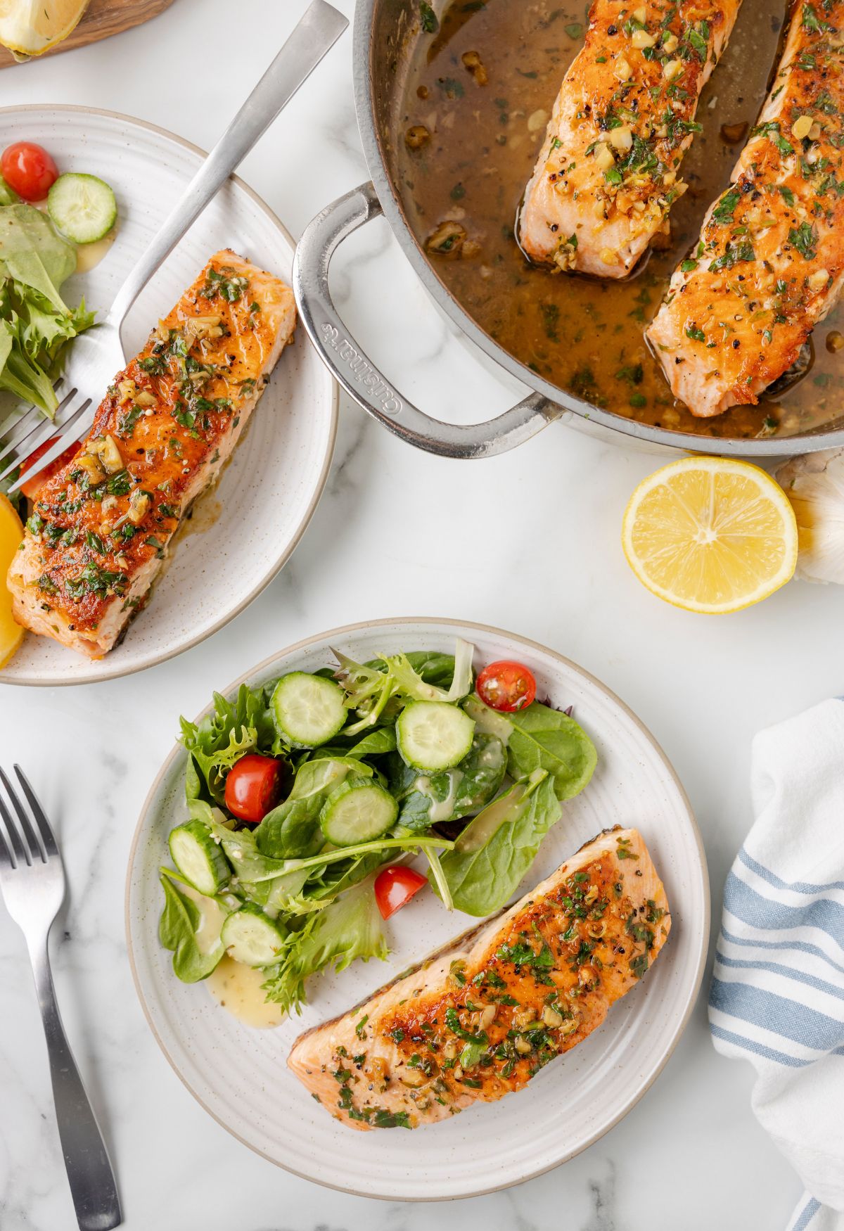 Pan Seared Salmon (Lemon Garlic Butter Sauce) Together as Family