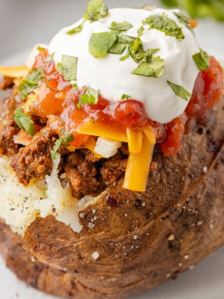 Hero image of the potato with taco toppings.