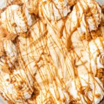 A no bake pie with a drizzle of biscoff spread.
