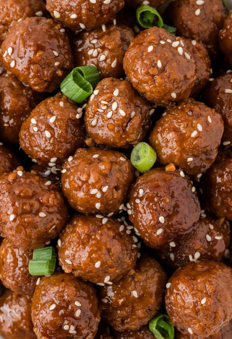 meatballs stacked with sauce