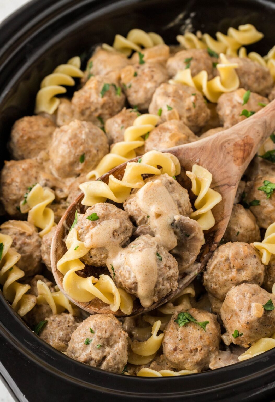 Crockpot Meatball Stroganoff - Together as Family