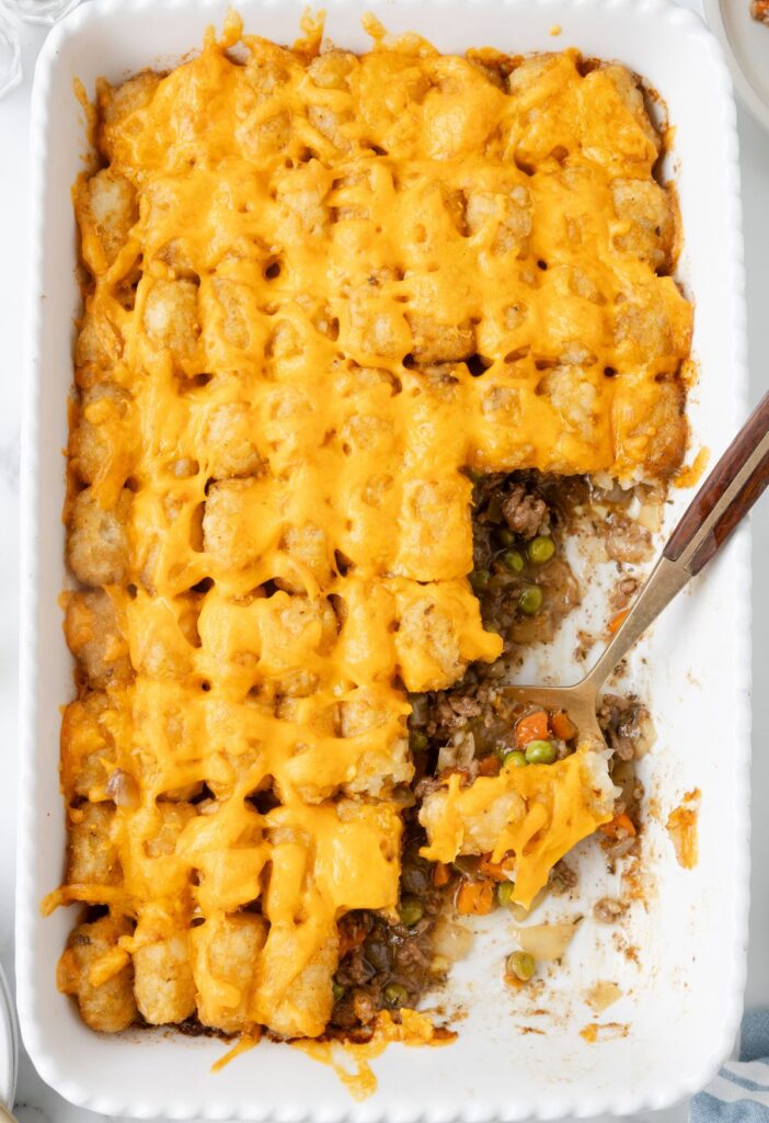 Casserole pan of shepherds pie