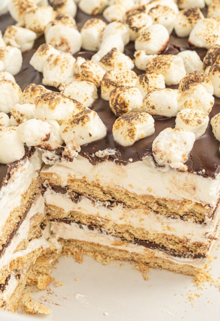 No bake icebox cake with s'mores ingredients. 