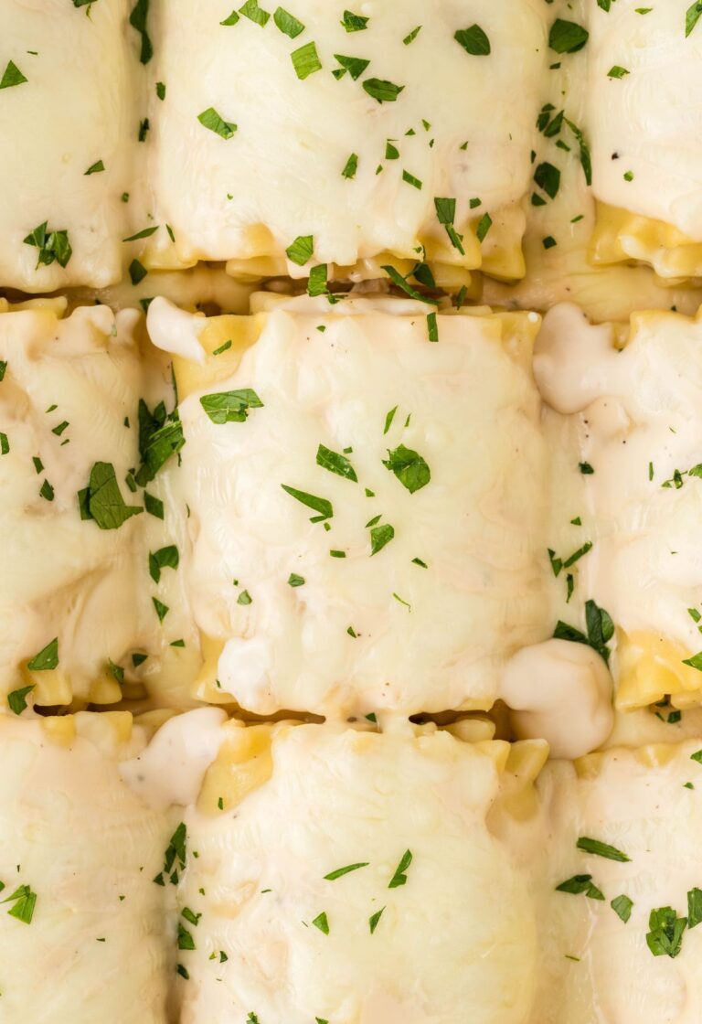 A pan of lasagna roll up noodles