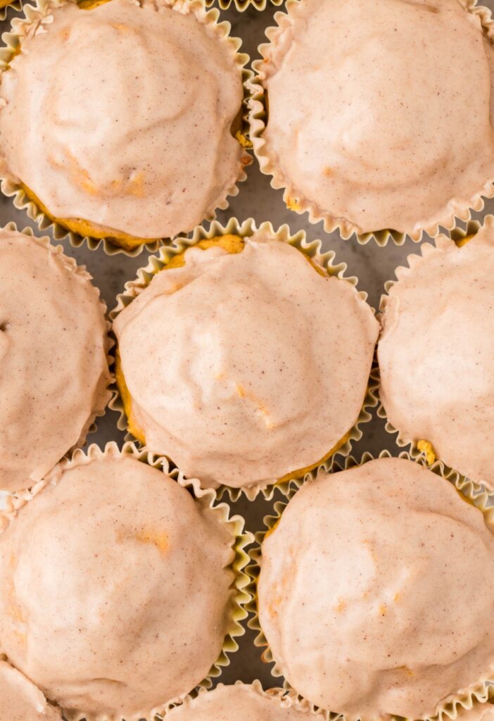 Overhead top shot of the tops of the donut muffins