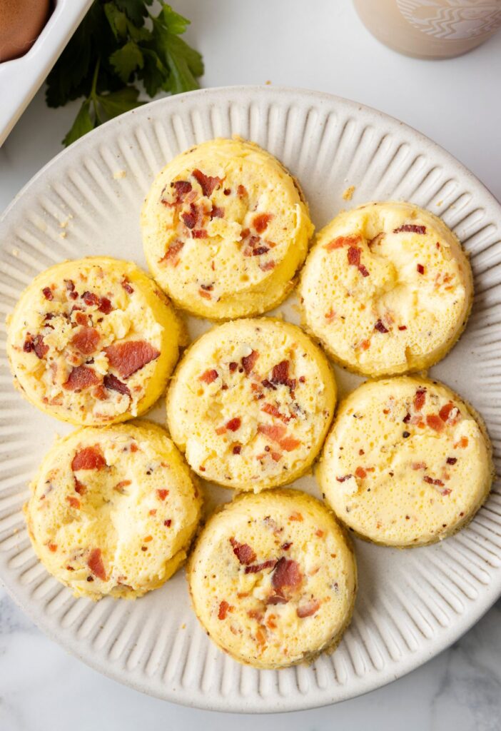 A plate of egg bites with cottage cheese